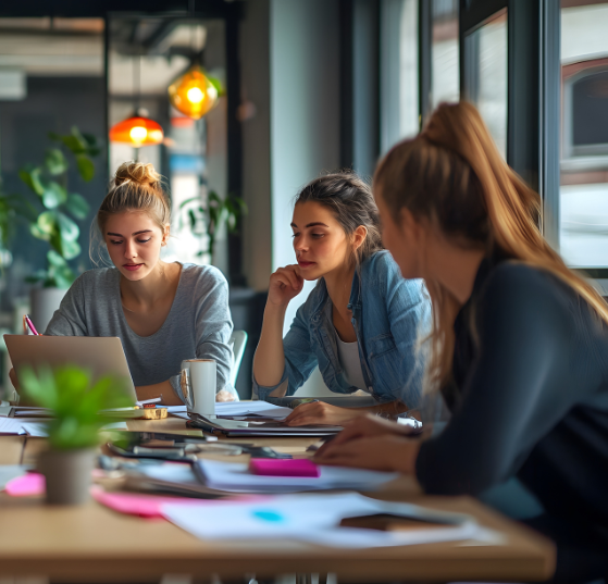 A team collaborating around a table, representing JTF Marketing’s expertise in seamless Martech migrations and system transitions.