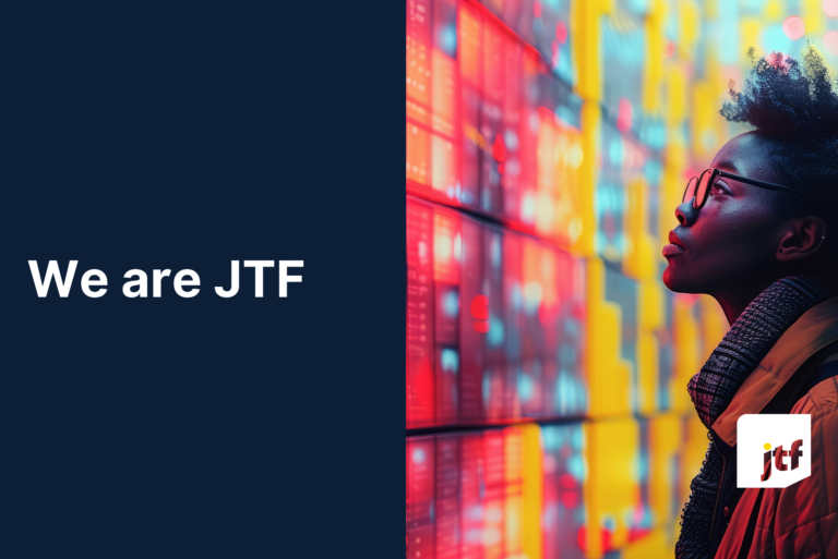 A woman looking at a colorful screen, representing innovation and the power of marketing technology in optimizing B2B strategies.